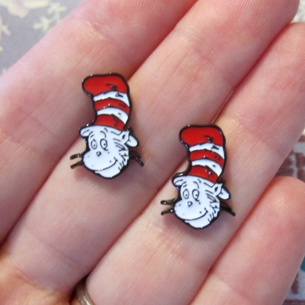 Cat in the Hat Earrings~Hypoallergenic
